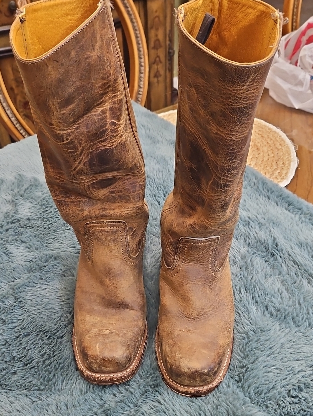 Frye Golden Yellow Leather Boot Interior